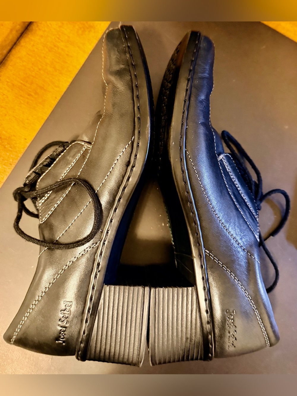 Josef Seibel Black Oxford Lace-Up Comfort Shoes